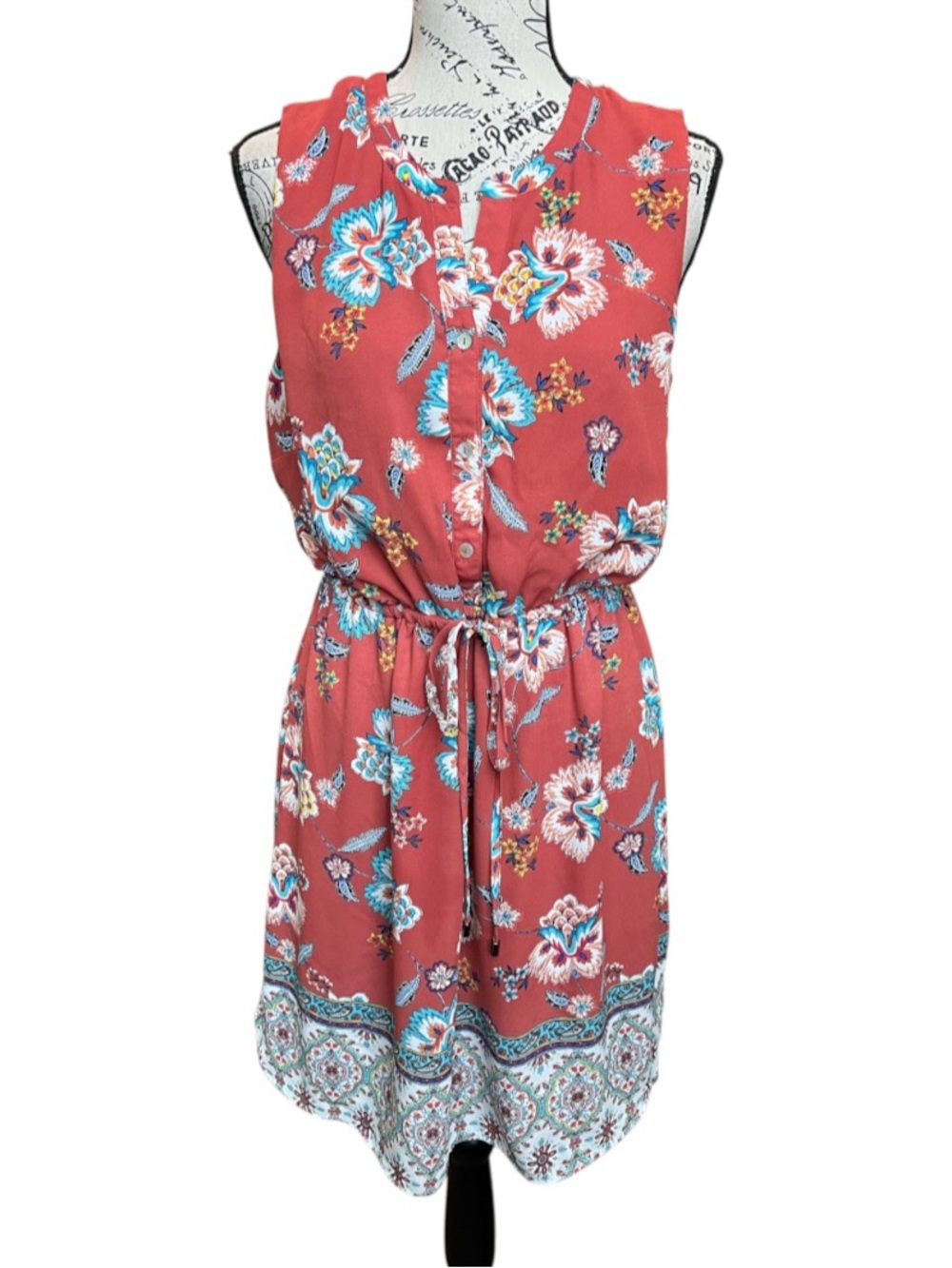 DR2 Floral Tie-Waist Sleeveless Dress